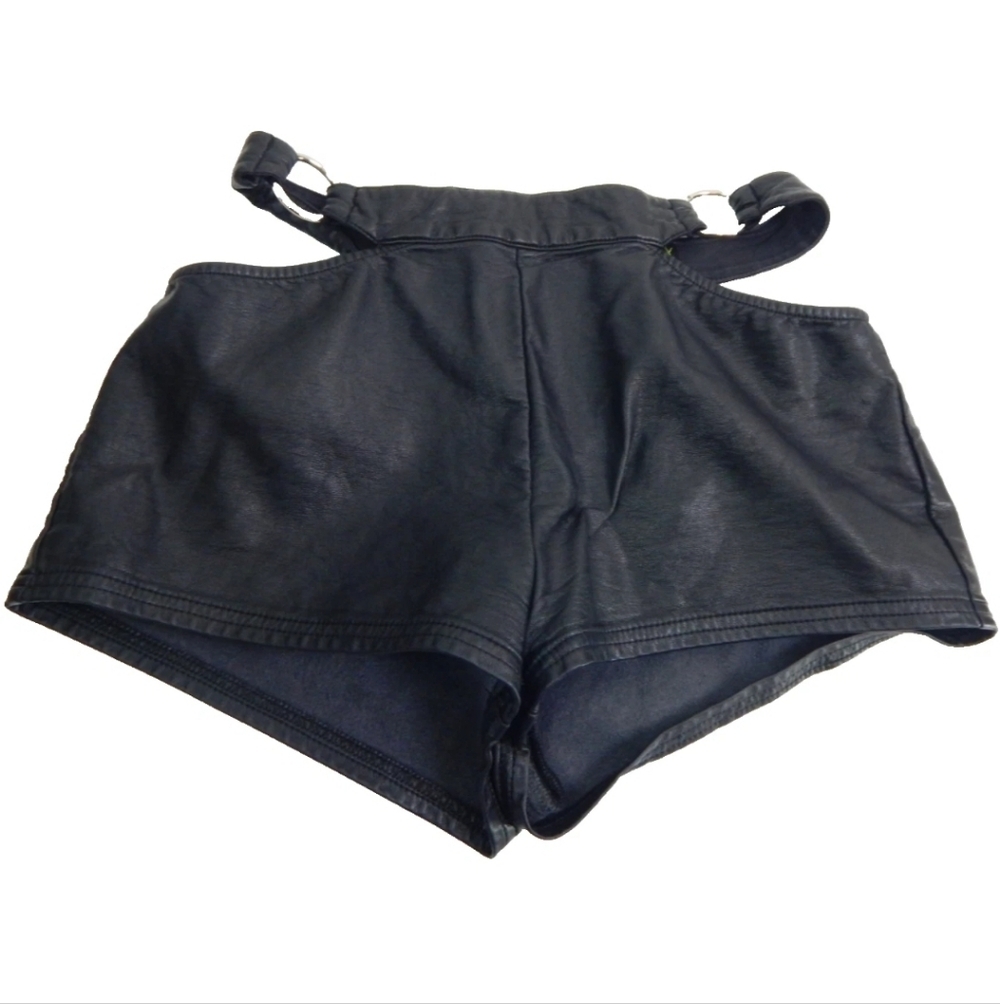 Club Exx Nights Into Mornings Cutout Vegan Leather Shorts